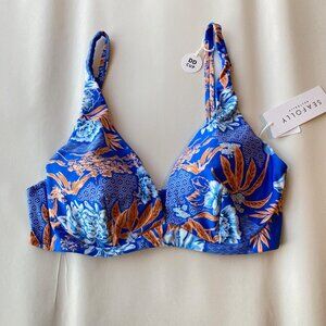 Seafolly Eden DD Fixed Triangle Bikini Top 8 Azure NWT